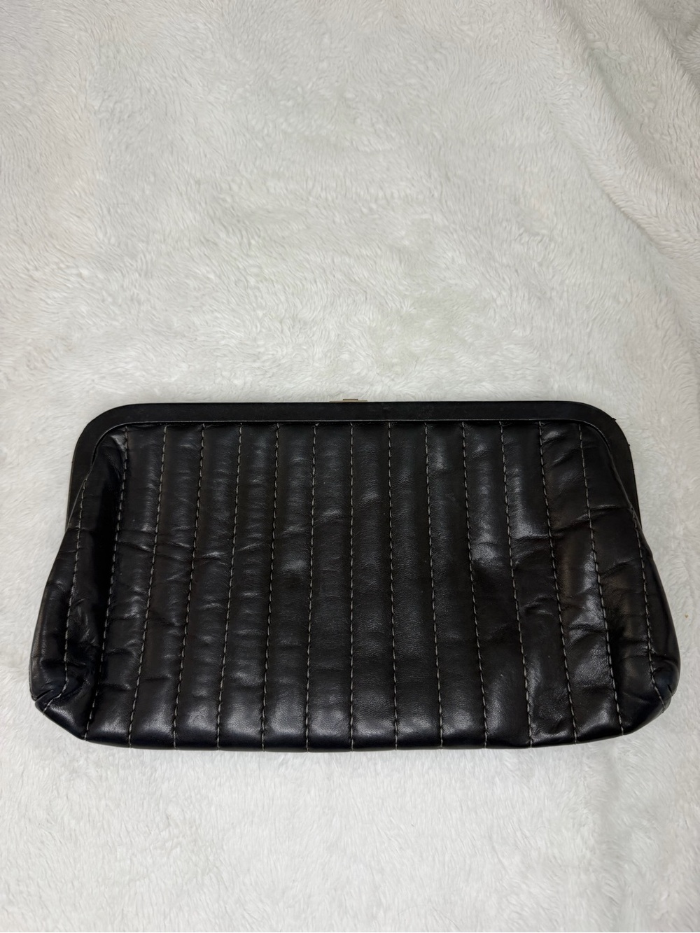 CHANEL Black Quilted Leather Wristlet Clutch